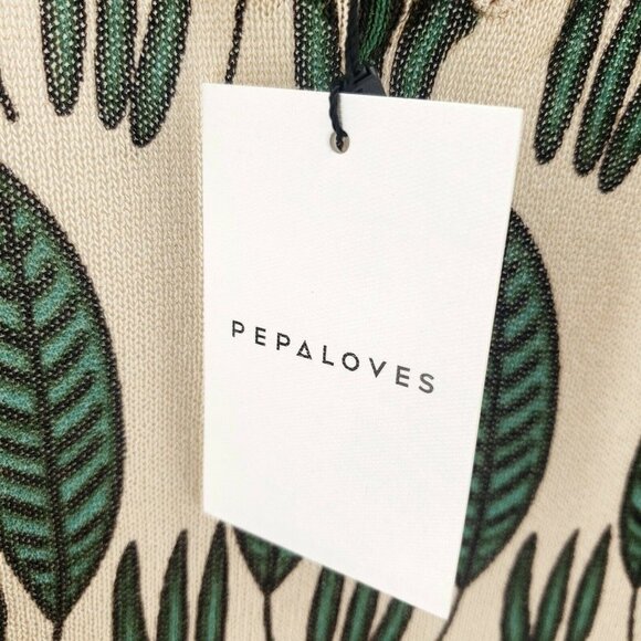 PEPALOVES NWT Leaves Print Knit Tank Top V-Neck Sleeveless Blouse LARGE - Picture 4 of 5